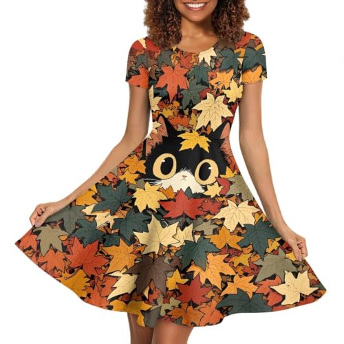 Image of AFPANQZ Womens Casual Summer Lightweight Vintage Dress Short Sleeve Midi Dress Knee-Long Luxury Formal Dress