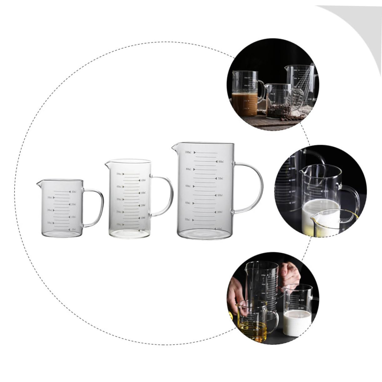LABRIMP 3pièces Tasses à Mesurer Verre Avec Échelle Pour Cuisine Parfaites Pour Mesurer Lait Miel Vinaigre Et Sauces