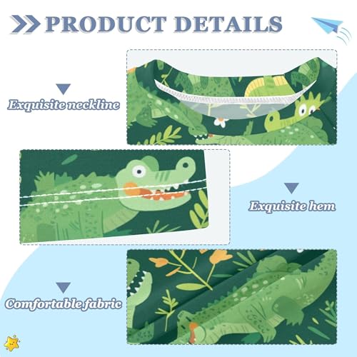 Cute Cartoon Crocodiles Bathing Suit Kids Short Sleeves Basketball Tshirt Swimwear Beach Tops 3T3