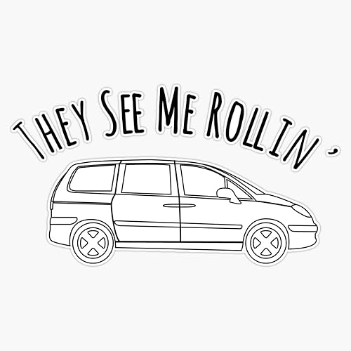Vision Signs Calcomanía de vinilo con texto en inglés "They See Me Rollin' Funny Soccer Dad & Mom Minivan Sticker Bumper Sticker 5"