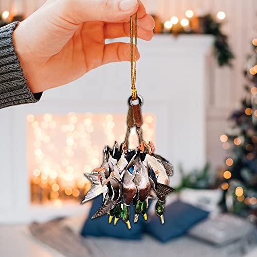 Talataca Duck Hunting 2D Flat Car Rear View Mirror Accessories Christmas Tree Ornament Decoration Hanging Charm Interior Rearview Pendant Decor Gift #TOP4