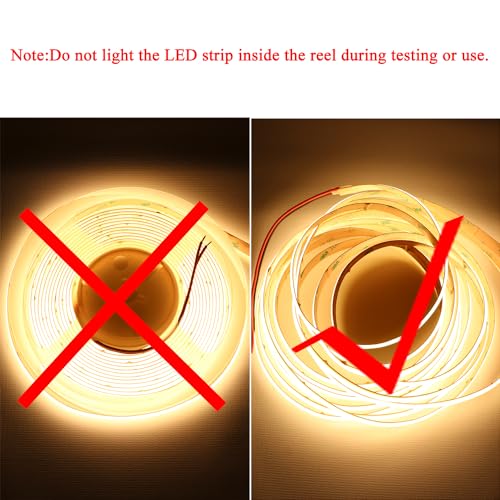 Image of LEDENET COB LED Strip Light DC12V 5M /16.4Ft 8mm Warm White LED Lights 3000K 2640LEDs High Density CRI 90+ Dimmable LED Tape Light IP20 Cut Anywhere for DIY Lighting