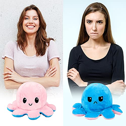 Zaloife Octopus Plüschtiere, Wende Oktopus, Tintenfisch Kuscheltier, Doppelseitiges Flip Plüschtier, Geburtstag Dekorationen Stofftier Geschenk für Kinder Mädchen Jungen Freunde