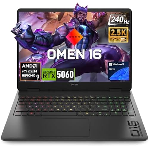 HP Omen Ryzen 9 8940HX & 5060 16" 240Hz Gaming Laptop, 32GB DDR5 + 2TB SSD