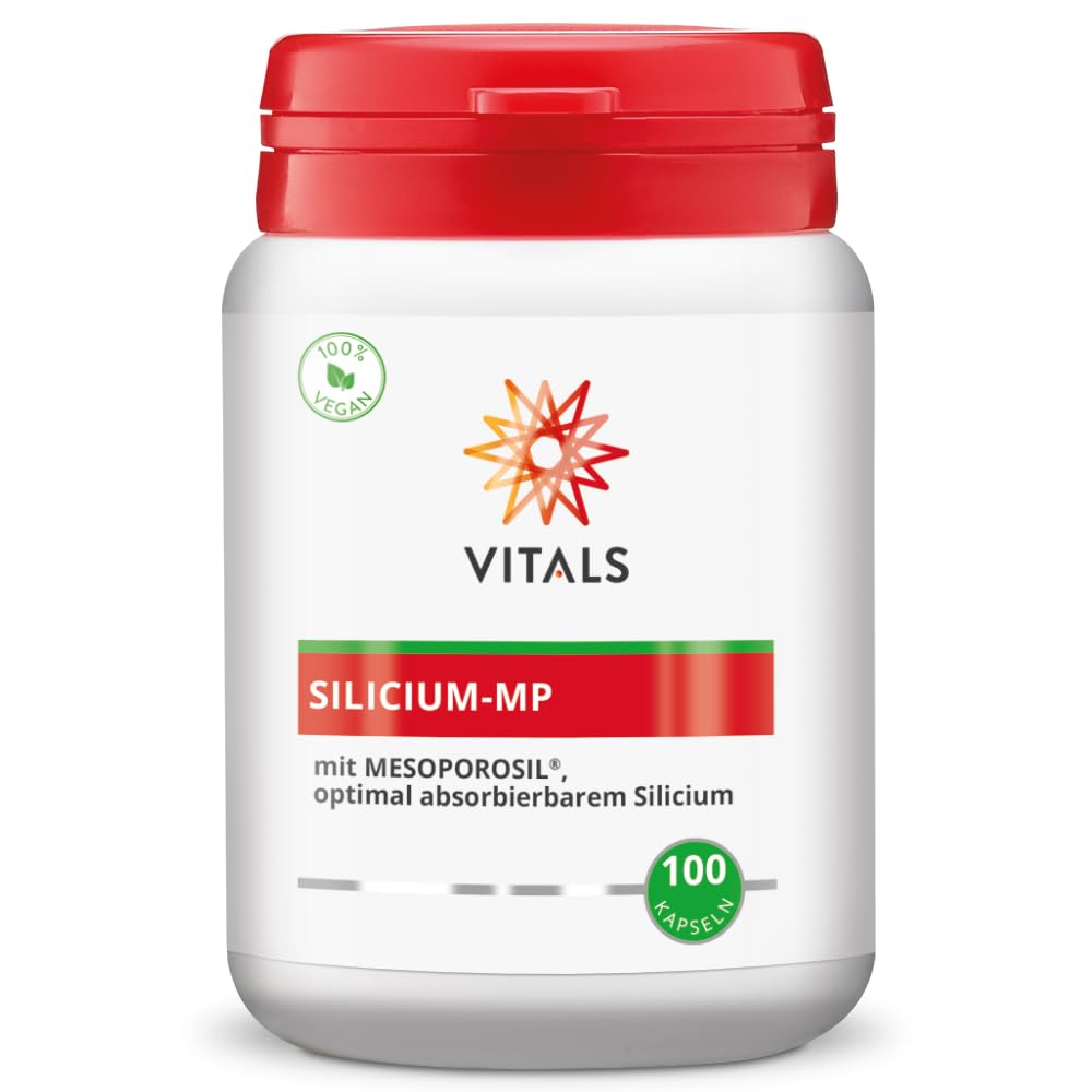 Vitals - Silicium-MP 100 Kapseln mit Mesoporosil, optimal resorbierbarem Silicium. Mit natürlichen Hilfstoffen aus Reis und Maniok. Einzigartige Form von Silizium.
