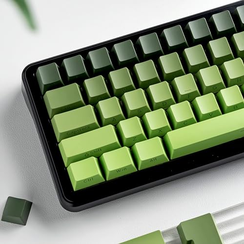 Image of dagaladoo Shine Through keycaps Set,Double Shot PBT keycaps Gradient | Side Print keyboard keycaps,OEM Profile custom Key caps for Mechanical Keyboards 60% 65% 75% 100% TKL Layout,Matcha Green
