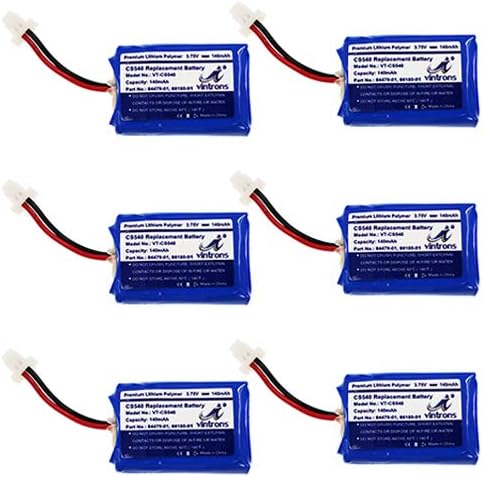 VINTRONS CS540, C054 Replacement 86180-01, 84479-01 Battery for Plantronics CS540 Wireless Headset, 86180-01, 84479-01, (Pack of 6)