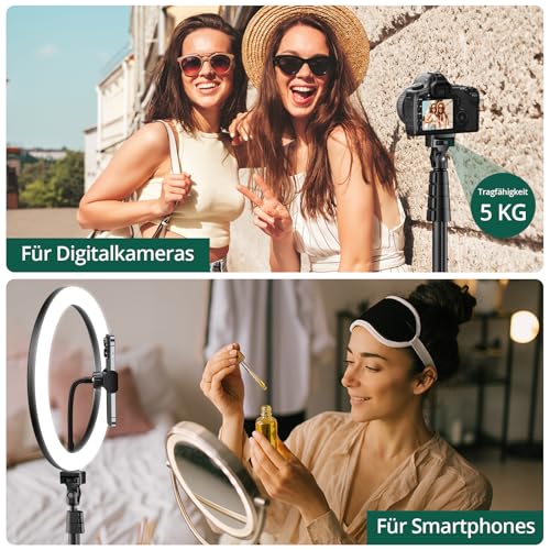 ATUMTEK 12' Selfie-Ringlicht mit 63' Ausziehbarem Stativ, Selfie-Licht mit Handyhalter und Bluetooth-Fernbedienung, Dimmbares LED-Ringlicht für Streaming, TikTok, Zoom, Vlogging, YouTube usw.