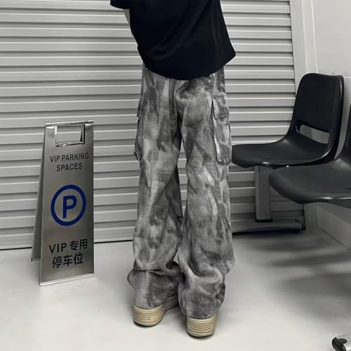 Baggy Jeans Men Camo Tie Dye Y2k Jeans Men Vintage Parachute Streetwear for Skater Denim Pants with Elastic Waistband4