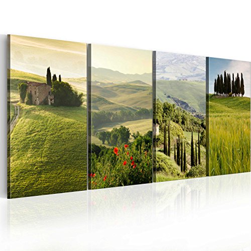 B&D XXL - Tableau Acoustique 160x60 cm 4 Parties - Décoration Murale Anti-Bruit Isolation Phonique Bureau Chambre Panneau Insonorisant Impression sur Toile - Paysage Natur Toskana 030213-25