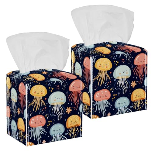 Boîte à mouchoirs méduse en cuir pour cacher le carton usé x2