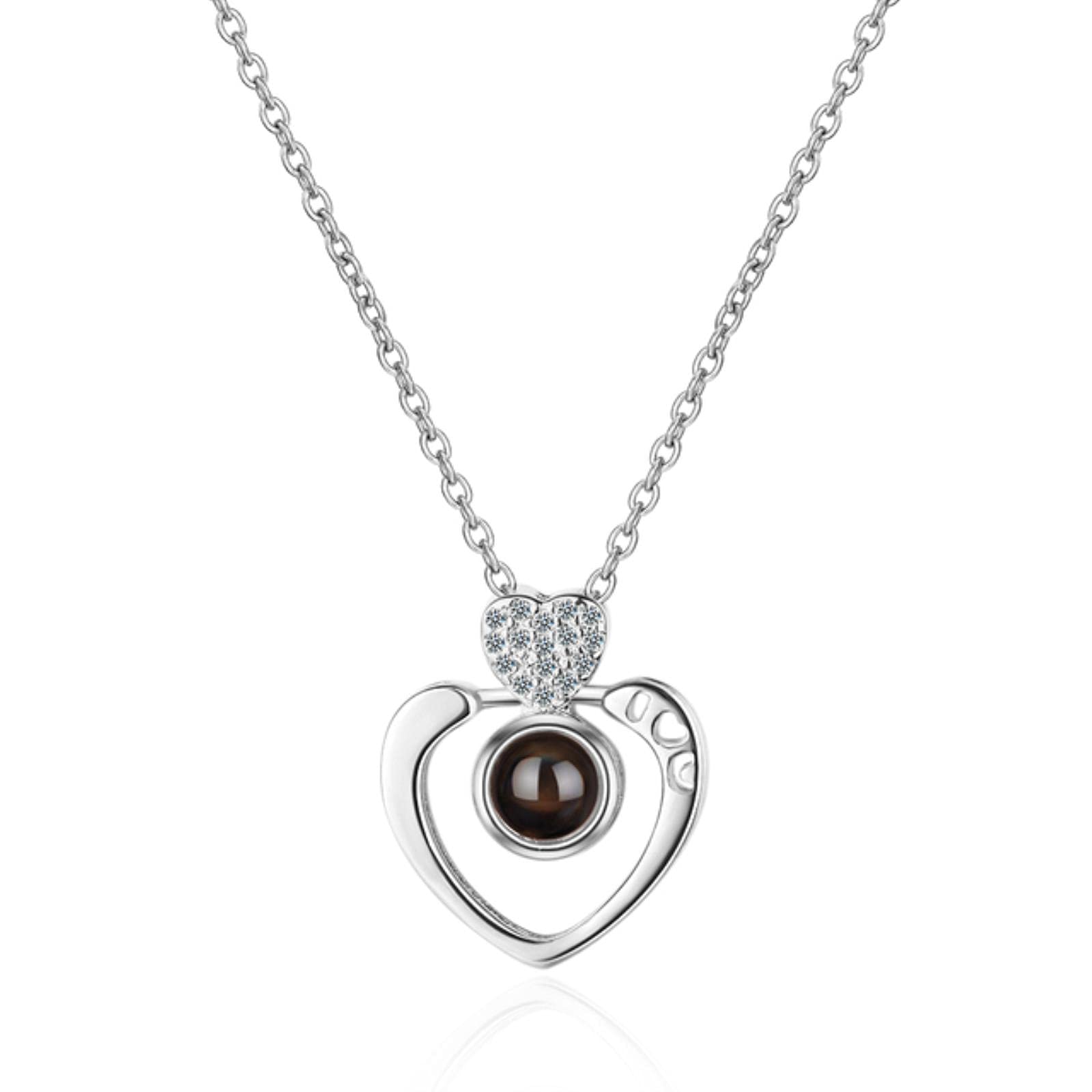 HCMA 925 Sterling Silver projection a hundred languages I Love You Heart Shaped Necklaces Zircon Meaningful Necklace For Women Gift