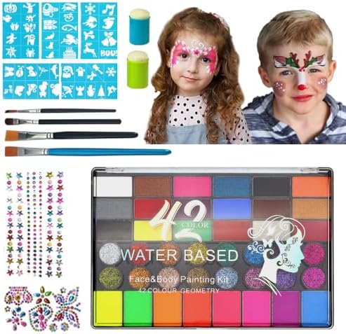 Kinder Gesichts Farben Kinderschminke Set - 42 Farbe Body & Face Paint Schminke für Theaterschminke Karneval, Halloween Schminke Cosplay Gesicht Bodypainting Kit für Erwachsene Kid
