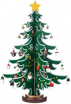 WOODEN 木製アドベントカレンダー クリスマスツリー 24個オーナメント付き Amazon.co.jp: 卓上木製クリスマスツリー アドベントカレンダー