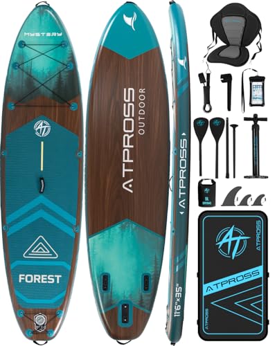 ATPROSS Planche de pagaie Gonflable 350 x 89 x 15 cm, 200 kg, Extra Large, pour Adultes, avec kit d'accessoires de Sup de qualité supérieure et Sac à Dos,...