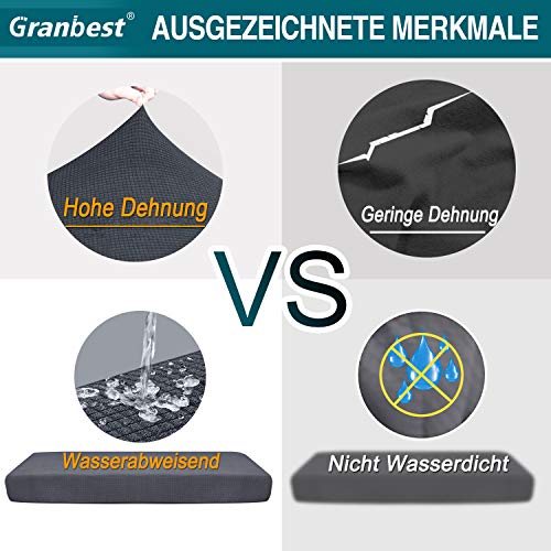 Granbest Premium Wasserdicht Sofa Sitzkissenbezug, High Stretch Jacquard Sitzkissenschutz Sofasitzbezug für Couch (3 Sitzer, Grau)