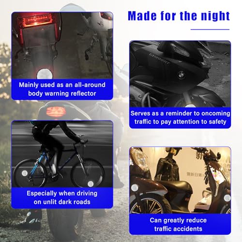 Image of Dickno 2 PCS M6 x 1.0 Motorcycle Reflectors, Plastic Screw Mount Reflective Warning Reflector, Universal Motorbike Rear Safety Reflectors for Motorcycle, Bicycle, Scooter (Round White)