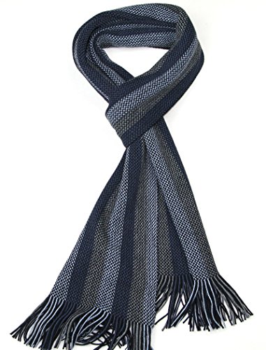 LOVARZI Hombres Bufanda a rayas Azul - Bufandas de invierno para hombres - Regalos para hombres