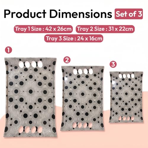 Image of U.P.C Tray Set for Serving /Serving Tray Set of 3 / Premium Printed Tray for Serving /Multi-Use Nashta Plate (Small, Medium & Large)
