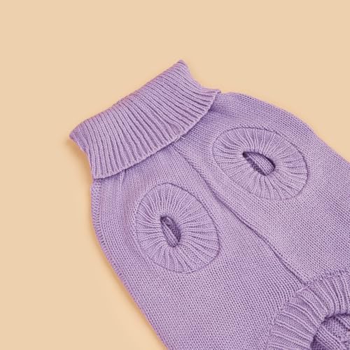 Image of Dog Sweater Soft Warm Turtleneck Knitted Clothes for Small Medium Large Pet | Comfy Wool Knit, Turtleneck & Classic Design, Easy on /off, Warm Winter Girls Boys Dogs Christmas Sweaters, Medium Purple, L