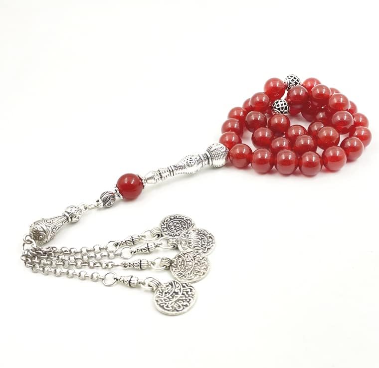 ALBASHAN Tasbih Natural Brazil red agate stone 7A Muslim prayer beads gift islamic rosary bracelet