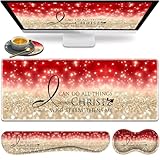 大型ゲーミングマウスパッド、キーボードリストレストパッド + マウスリストパッド + コースター4イン1セット、拡張防水ノンスリップデスクマット、オフィスホーム学習ゲームに適しており、ピンクフィリピ人4-13歳。