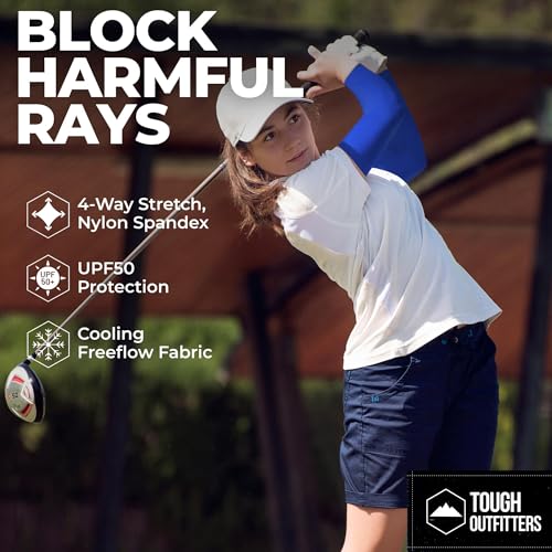 Image of Tough Outdoors UV Arm Sleeves for Men Women - Sun Protection Sleeves - Compression Golf Baseball Cooling Tattoo Arm Sleeve