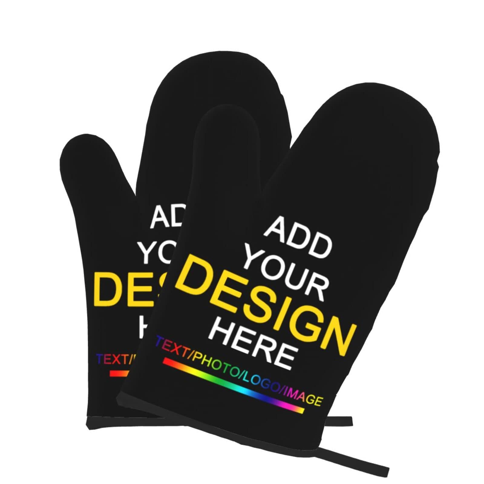 Personalized Heat Resistant Oven Mitts Custom Picture Logo Text Customized Personalized Non-Slip Oven Mitt Set for Kitchen Cooking Baking Grilling Glove and Safe Mats Gift