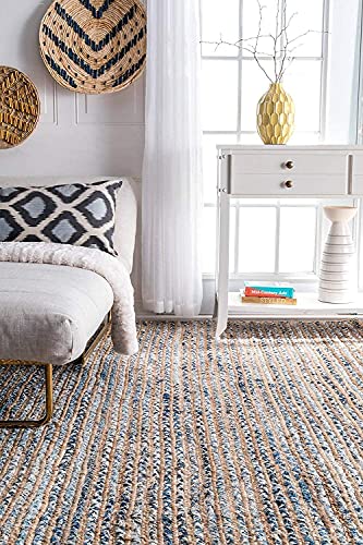 Image of Handwoven Jute 2x3 feet Rectangular Rug, Natural Fibers, Braided Reversible Carpet for Stylish Bedroom Living Room Dining Room Kids Room (2x3 feet, Rectangular patta)