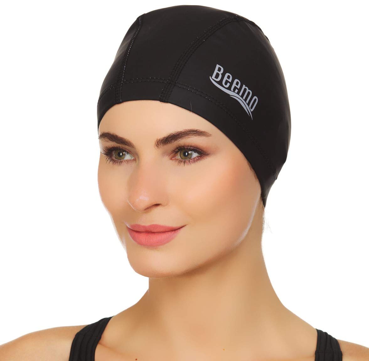 BEEMO Kids Men or Womens Swim Cap -Black