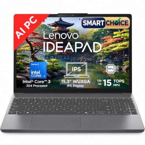 Image of Lenovo IdeaPad Slim 3 Smartchoice (2026) Intel Core 3 304 AI PC (8GB RAM /512GB SSD /15.3 inch (38.35cm) /WUXGA IPS /FHD+IR Camera /Windows 11 /MSO 365 Basic+Office 2024 /Grey /1.6Kg), 83RR00TWIN