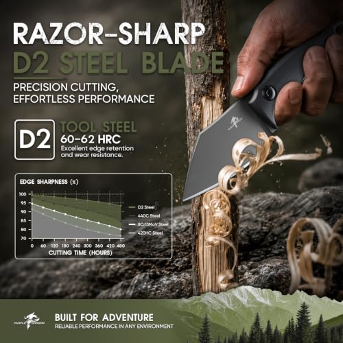 Image of Purple Dragon EDC Fixed Blade Knife with Rotatable Sheath,D2 Survival Knife