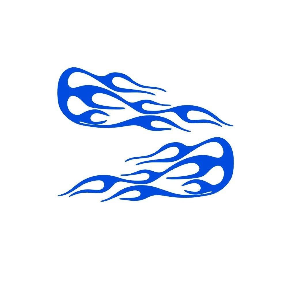 1Pair Flame Vinyl Sticker Decals Stickers for Car Tank Waterproof(35.5X27CM-Blue)
