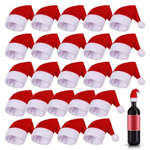 Opopark 24 Stück Mini Weihnachtsmütze, Weihnachtsmann Besteckbeutel,...