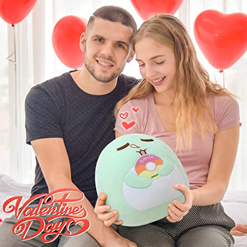 Morismos Dinosaur Plush Pillow-12 Inch Dinosaur Stuffed Animal Plush Toy-Squishy Dinosaur Toy For Kids, Stuffed Dinosaur Plush Throw Pillow For Christmas Birthday Car Home Decor, Mint Green Dino Plush #TOP1