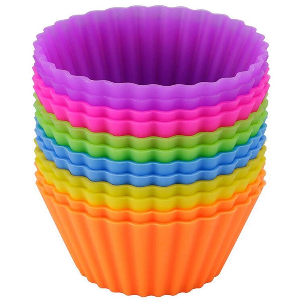 Helpcook Silicone Cupcake Baking Cups,Reusable Muffin Cake Molds, Large 3.54 inch Cupcake Liners-12 Pack