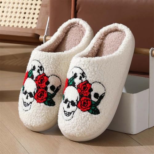 Slippers for Women Fuzzy Plush Anti - Skid Slip-ons Indoor Outdoor House Shoes with Halloween Christmas Birthday Fun Patterns3