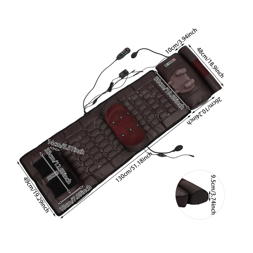 Alfombrilla De Masaje De Cuerpo Completo con Función De Calor | Para cuello, cintura y piernas; almohadilla de masaje térmica desmontable para el hogar u oficina, para aliviar el estrés.