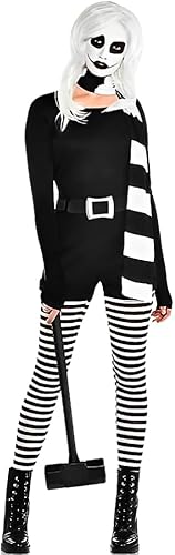 Juego de disfraz de Alice The Psycho – XL (14-16) – Impresionante diseño de poliéster blanco y negro – perfecto para Halloween y fiestas temáticas