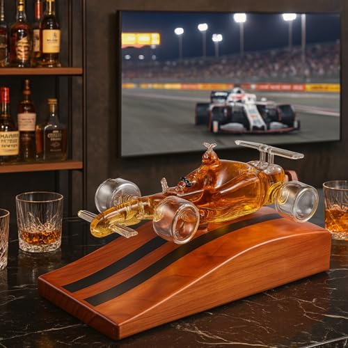 Image of F1 Racecar Whiskey Decanter - 8.12oz - Scotch, Bourbon, Liquor Decanter for Car Lovers, Formula 1 One, Racing Enthusiasts - Unique Whisky Car Bottle, Gift for Men, Barware Decor, Novelty for Home Bar