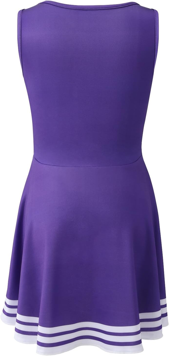 Hotfiary Cheerleader Uniform for Girls Halloween Cheerleading Dress with Cheer Pom Poms&Socks Clothes Sets for Party Sports - Image 4