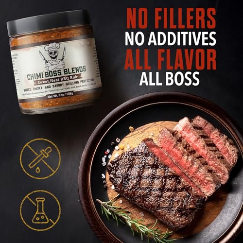 Sweet Heat BBQ Rub by Chimi Boss Blends, 7oz – All-Natural BBQ Seasoning with a Bold Kick of Sweet and Spicy – Handcrafted, No Fillers, Perfect Barbecue Rub for Grilling Meats, Ribs, Chicken, Pork & Veggies