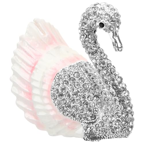 WESIEVYA Caja Joyero Forma de Cisne de Aleación Plata para Almacenar Joyas, Organizador Multiuso Adecuado para Decoración del Hogar y Bodas
