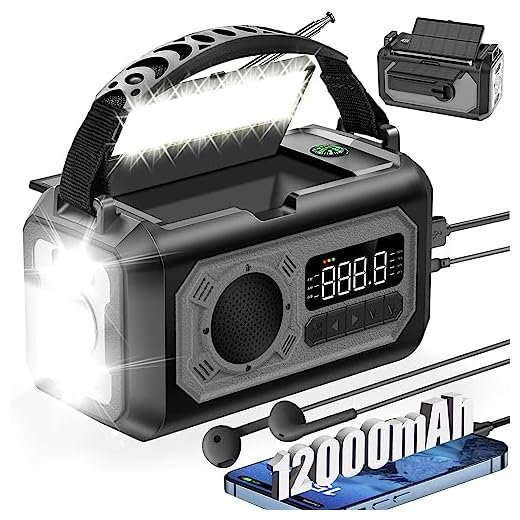 12000mAh Emergency Weather Radio Hand Crank Radio Solar Radio Portable AM/FM/NOAA Radio with 2 Solar Panels 3 Charging Methods SOS Alarm 3 Mode Flashlight Phone Charger Reading Lamp (Dark Gray)