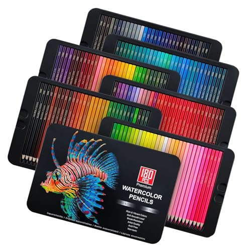 Juego de lápices de acuarela de 180 colores con madera suave para pintar y dibujar