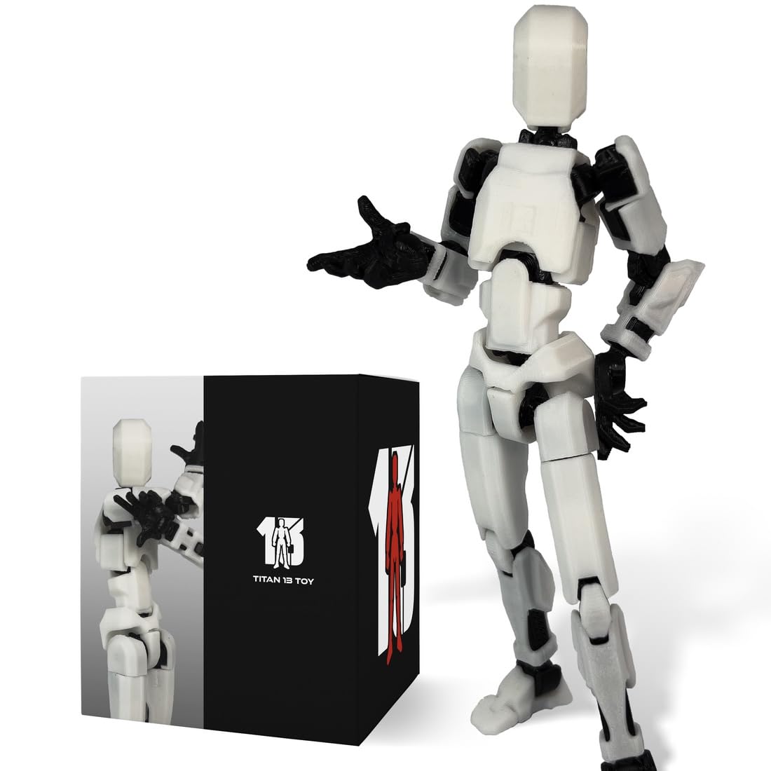 DOOZLE Action Figures Titan 13, 3D Printed Multi-Joint Movable Robot, T13 Lucky Action Figure, Dummy Robot Action 13, Desk Decoration Creative Robots, Nova 13 Mechanical Doll (White)-image-37