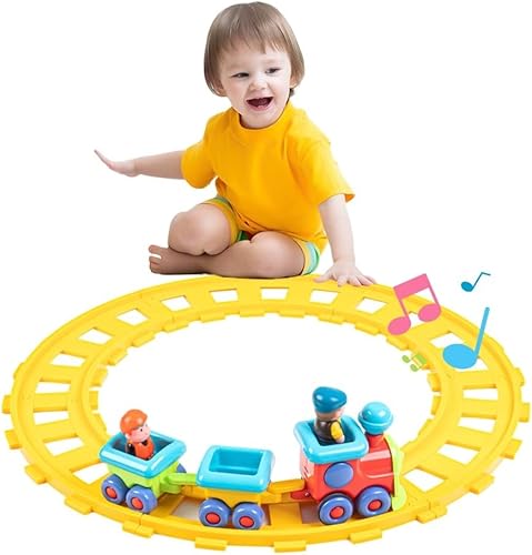 Juego de tren musical para niños pequeños, juego de tren eléctrico para niños, juguetes de tren musical con pistas, regalos de cumpleaños para niños