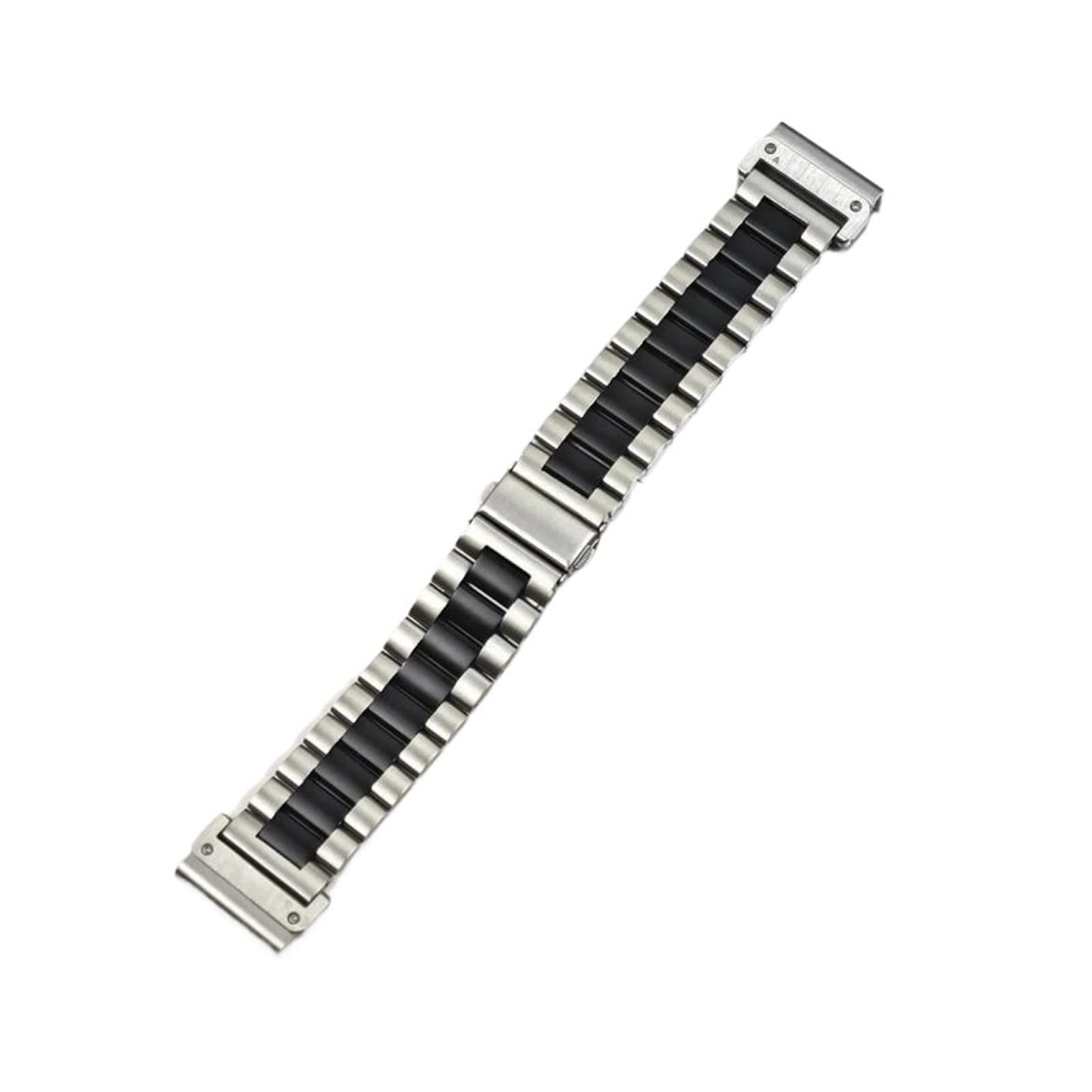 Bracelets de montre en acier inoxydable massif 22 mm 26 mm pour Garmin Fenix 8 51 mm 47 mm/7/6/5/Tactix 7/3HR (argent noir, 26 mm)