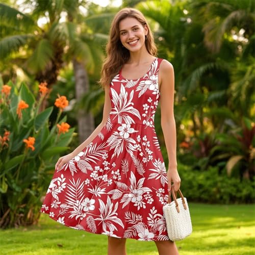 Image of Dreaweet Casual Sleeveless Dresses for Women Girls, Round Neck Tank Dresses with Pockets Summer Sundress Size XS-4XL