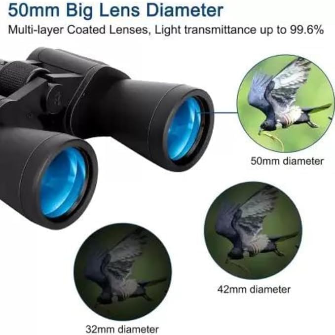 Image of 20x50 High Power Military Binoculars for Adults and Kids with Low Light Night Vision,Compact Waterproof Bird Watching Travel Hunting Stargazing BAK-4 Prism FMC Lens